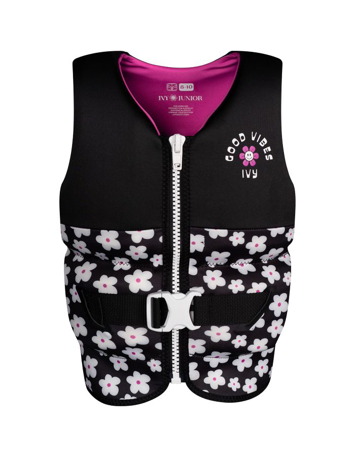 IVY Jnr Girls Vest Black Flower 8-10